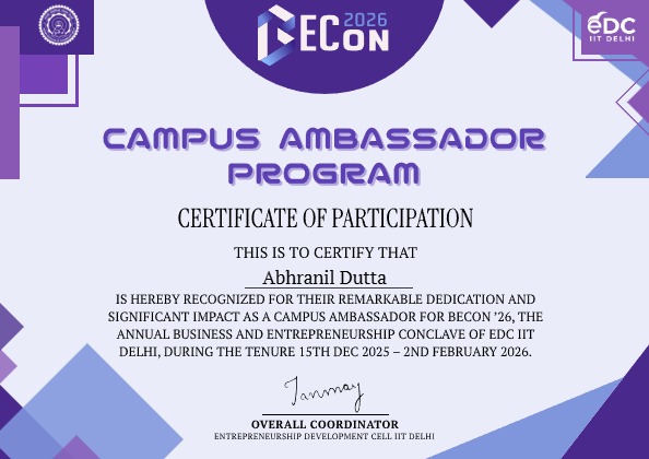 Campus Ambassador – EDC IIT Delhi (BECon 2026)